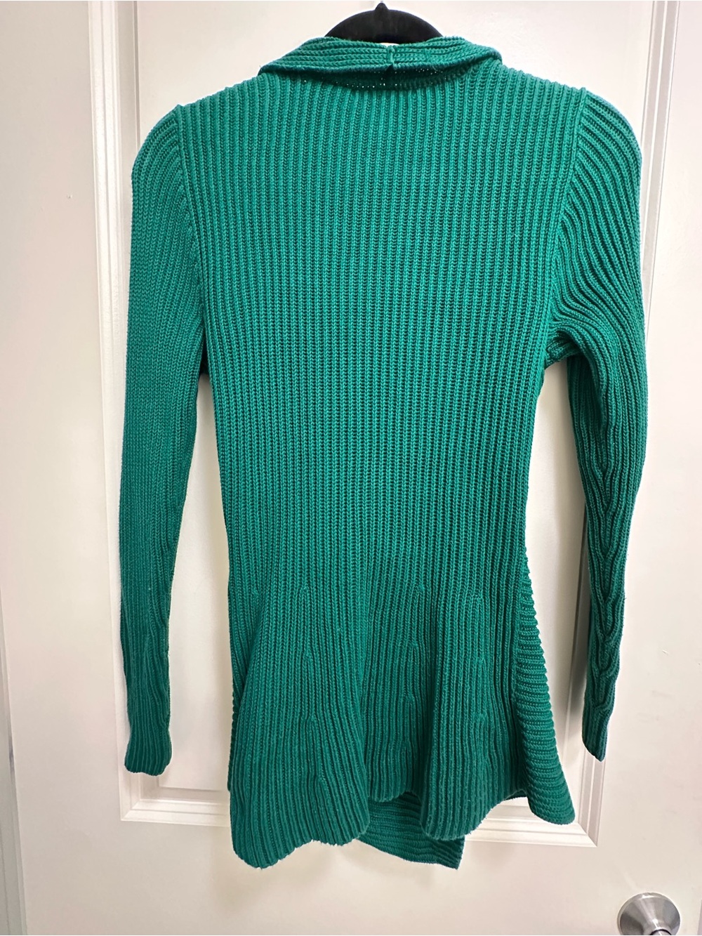 Ralph Lauren 100% Cotton Green Ribbed Shawl-Collar Cardigan - Picture 5 of 6